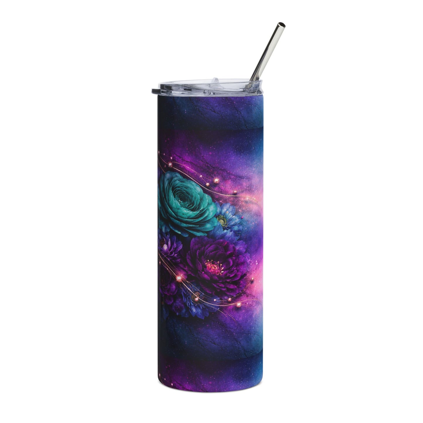 Galaxy Rose Stainless Steel Tumbler — 20oz Cosmic Floral Insulated Travel Cup