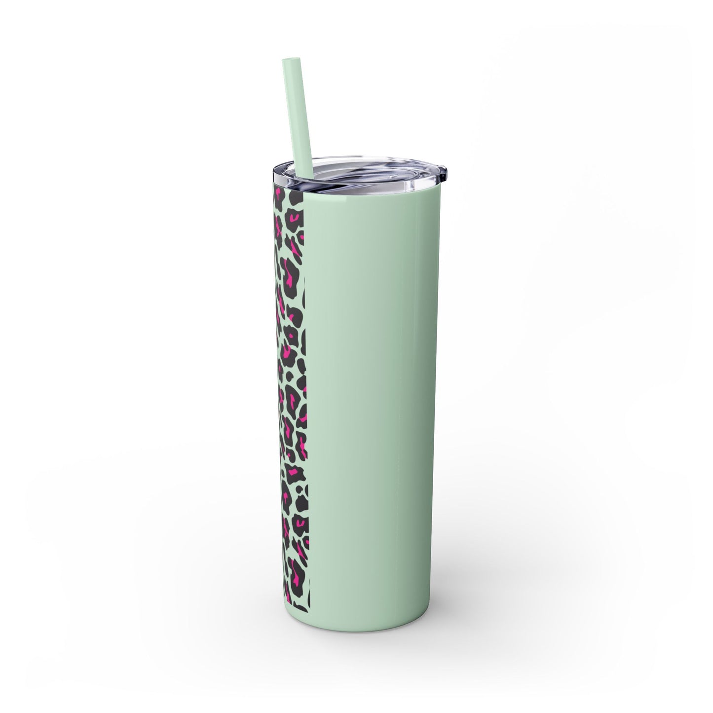 Leopard Print Skinny Tumbler with Straw, 20oz - Perfect for Travel, Gifts, and Everyday Hydration, Stylish Drinkware, Animal Print Tumbler