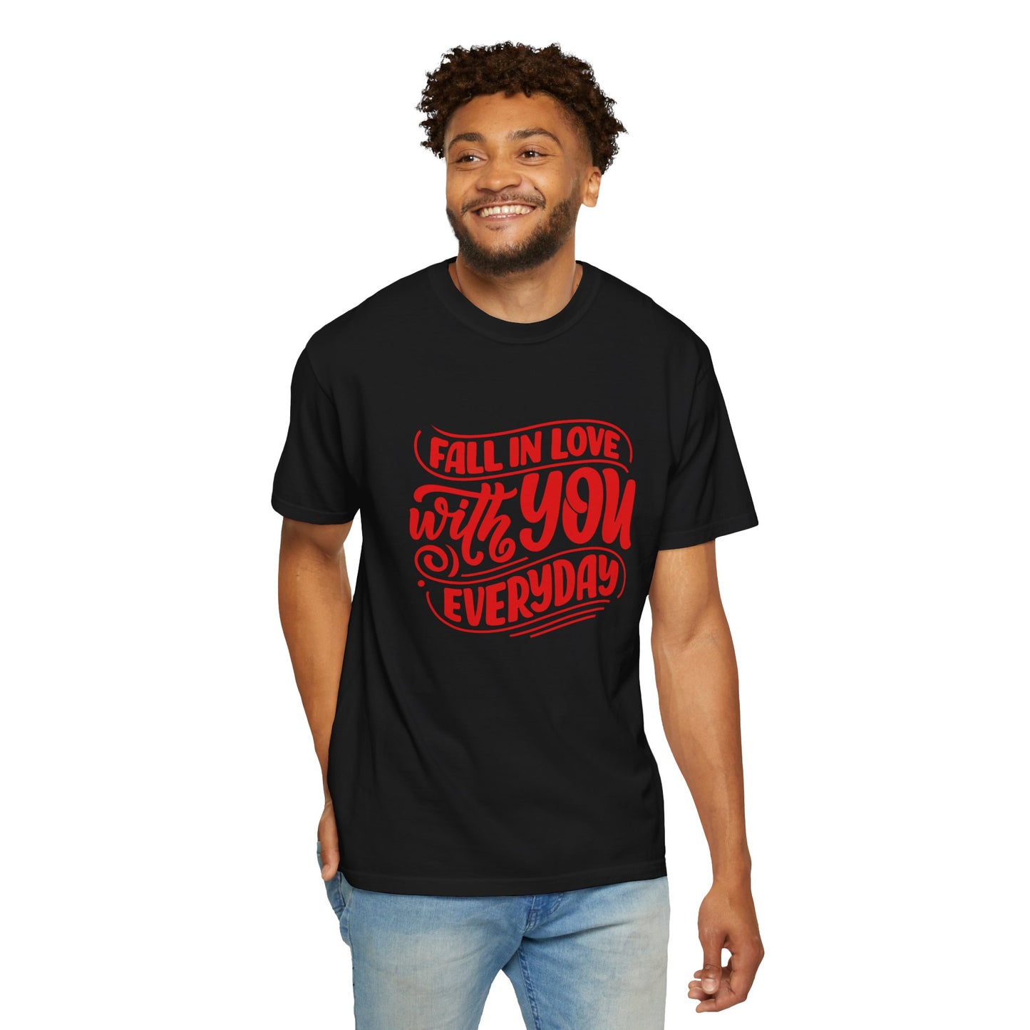 Fall in Love with YOU Quote T-shirt for Couples, Valentine's Day, Gifts for Him/Her, Casual Everyday Wear, Comfortable Unisex Tee