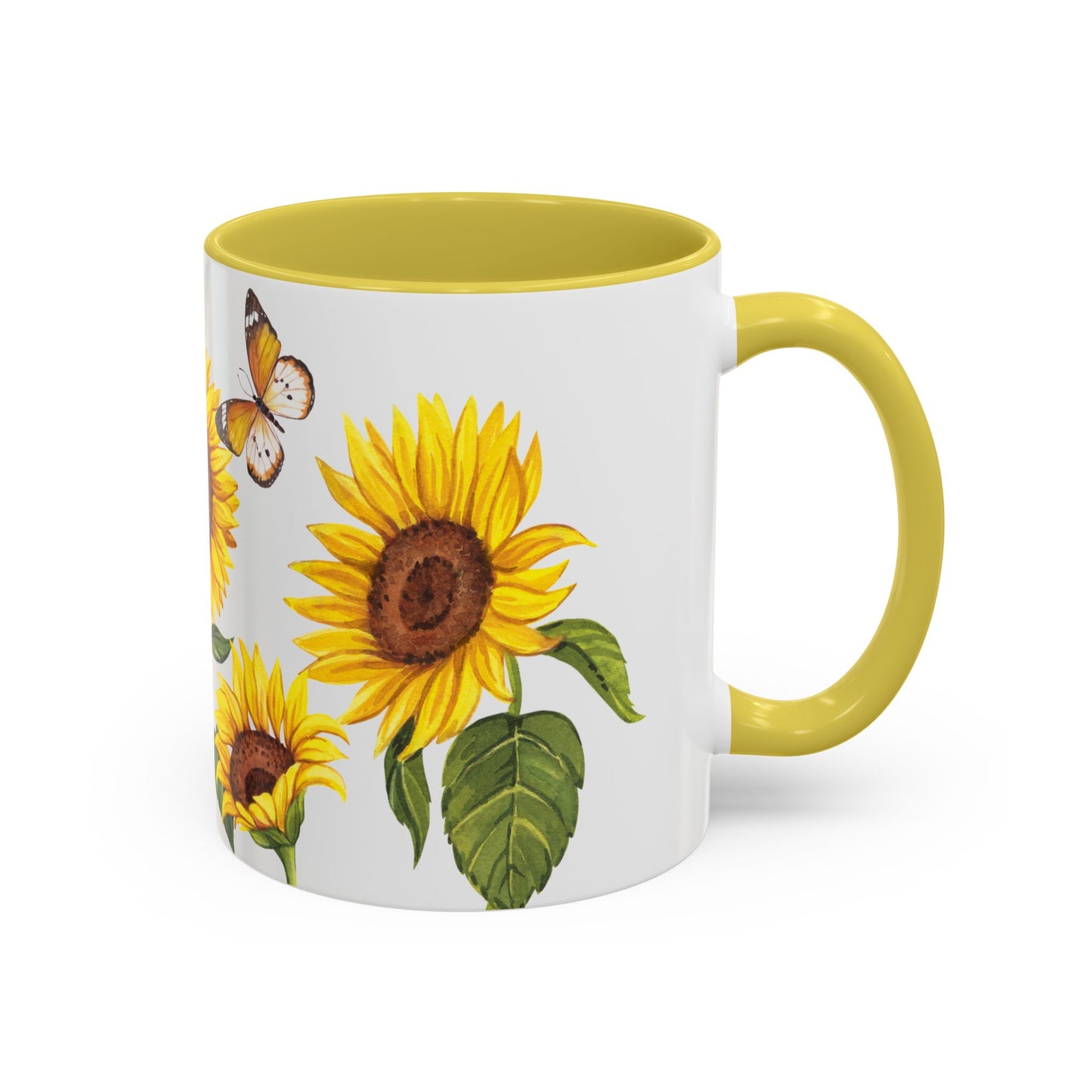 Sunflower Butterfly Mug - Cheerful Coffee Cup, Flower Mug, Gift for Garden Lovers, Spring Decor, Nature Inspired Kitchenware