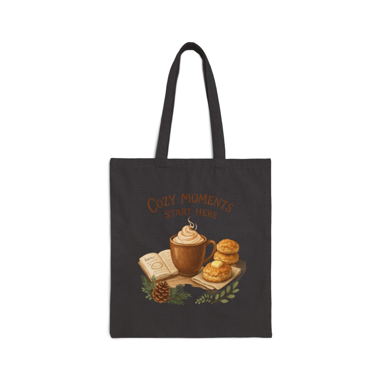 Cozy Moments Start Here Cotton Canvas Tote Bag