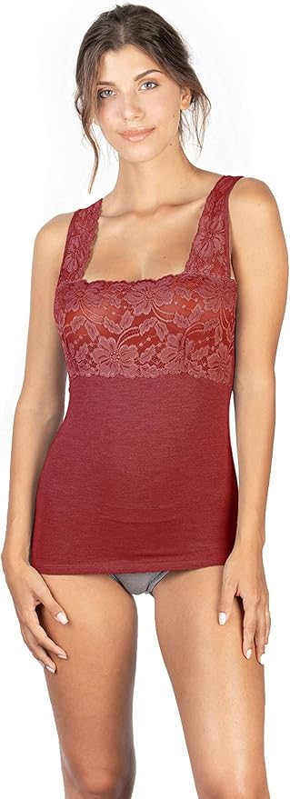 EGI Luxury Modal Women's Lace-Trimmed Tank Top. Proudly Made in Italy (1137)