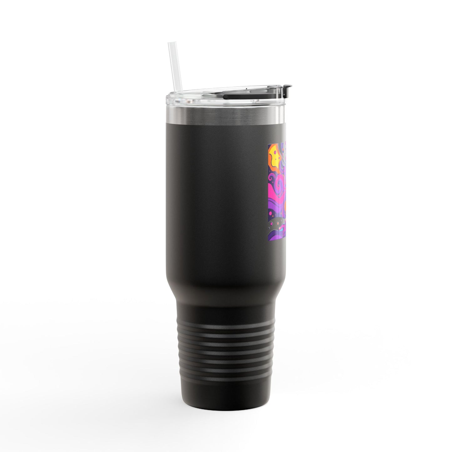 Vibrant Insulated Travel Mug, 40oz - Perfect for Outdoor Adventures, Road Trips, and Coffee Lovers, Colorful Art Design, Reusable Drinkware