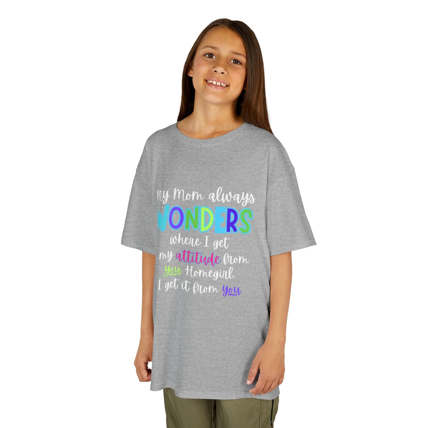 Colorful Kids Tee: 'My Mom Wonders Where I Get My Attitude From' | Fun Gift for Birthdays, Holidays, Everyday Wear, Unique Kids Apparel