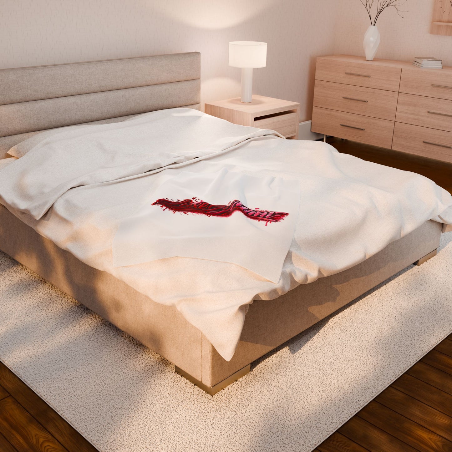 Luxe By Mimi Velvet Plush Blanket — Heart Drip Graphic Cozy Throw