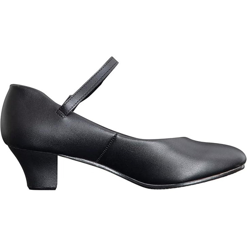 Arcliber Womens 9 Black Faux Leather 2" Heel Round Toe Buckle Character Shoes