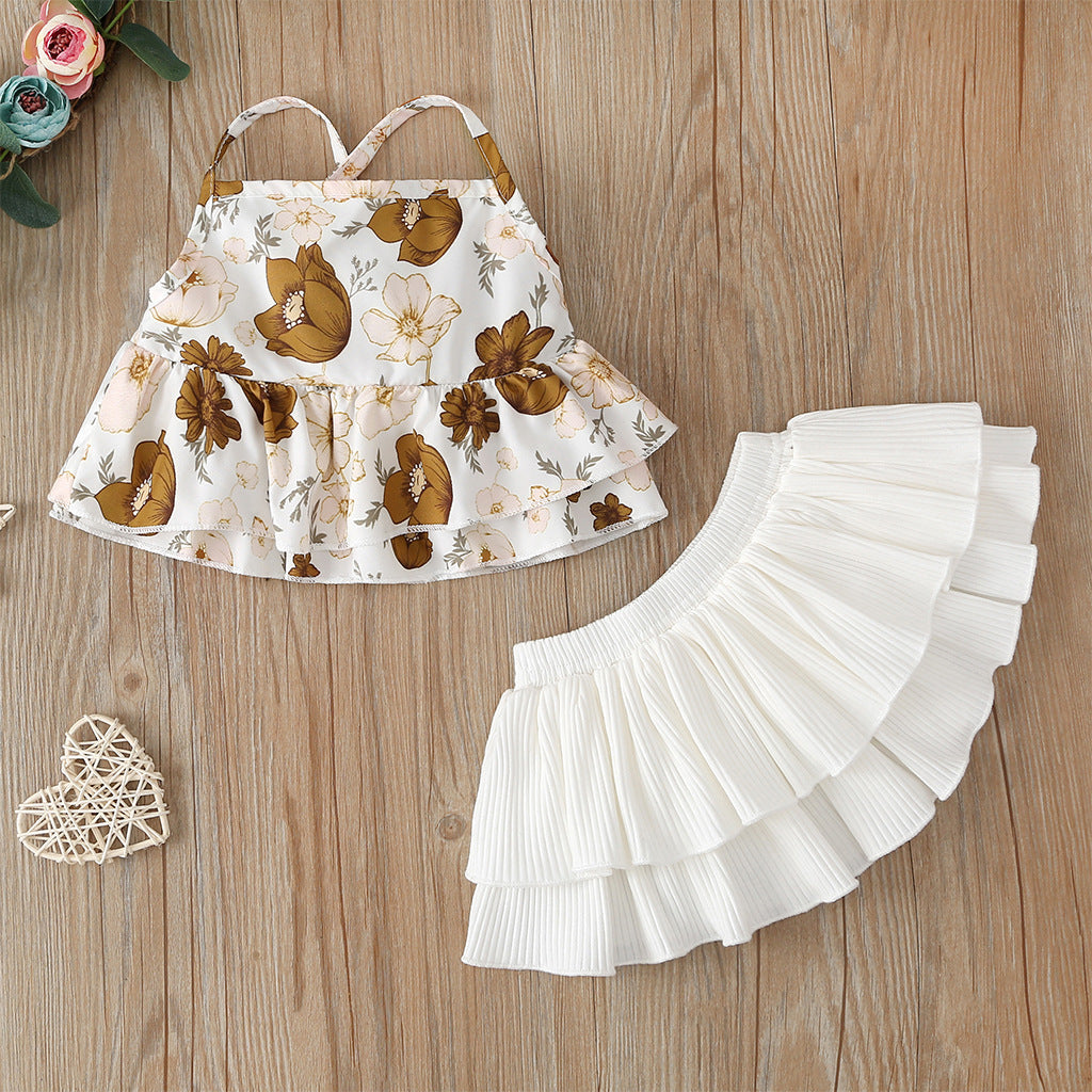 Fashion suspender jumpsuit skirt