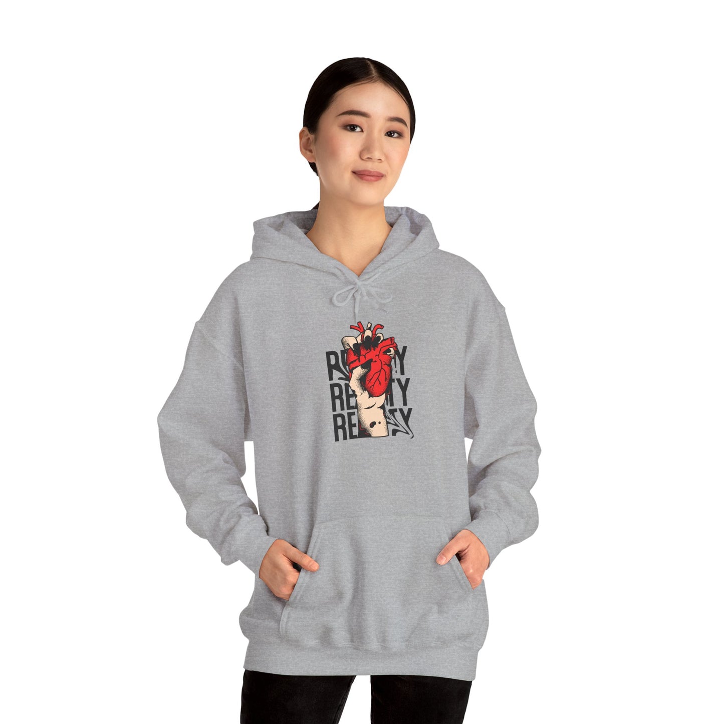 Reality-Themed Unisex Heavy Blend Hoodie for Daily Inspiration, Motivational Sweatshirt, Cozy Gift for Friends, Statement Apparel, [...]