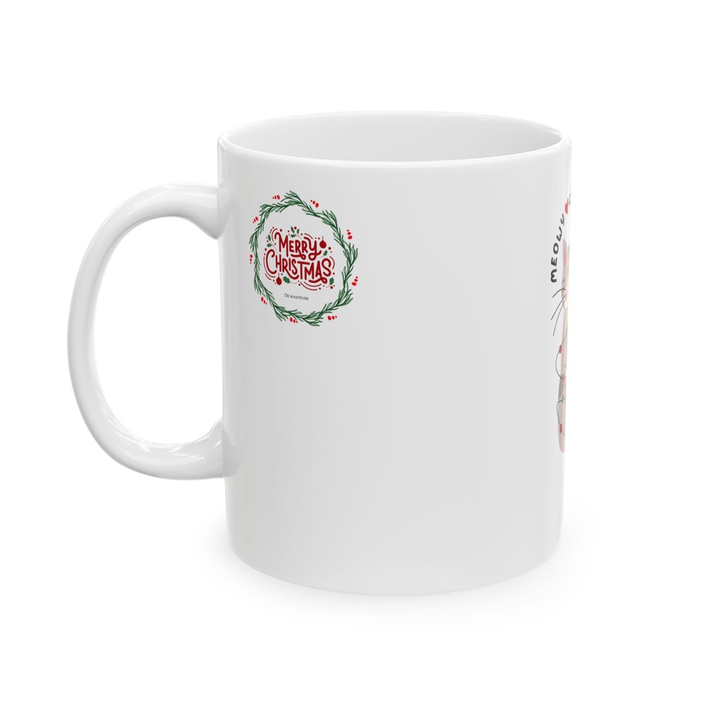 Meowy Christmas Merry Christmas Cat Mug, Cute Kitty Coffee Cup, Holiday Drinkware, Cat Lover Gift, Festive Ceramic Mug