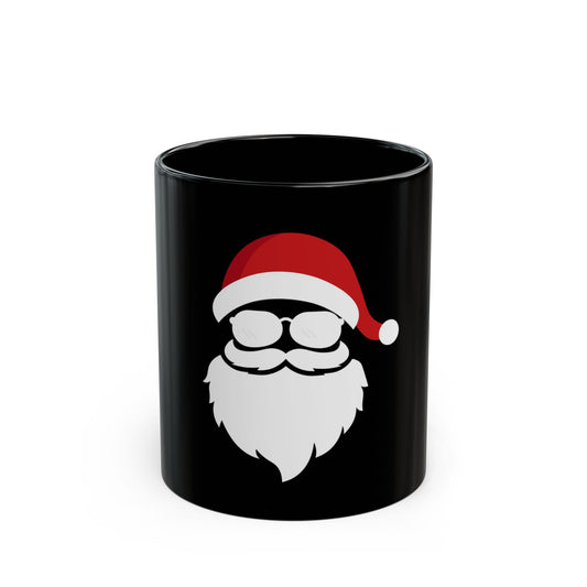 Santa Claus Black Mug, Holiday Coffee Cup, Christmas Gift for Coffee Lovers, Funny Santa Mug, Unique Santa Decor