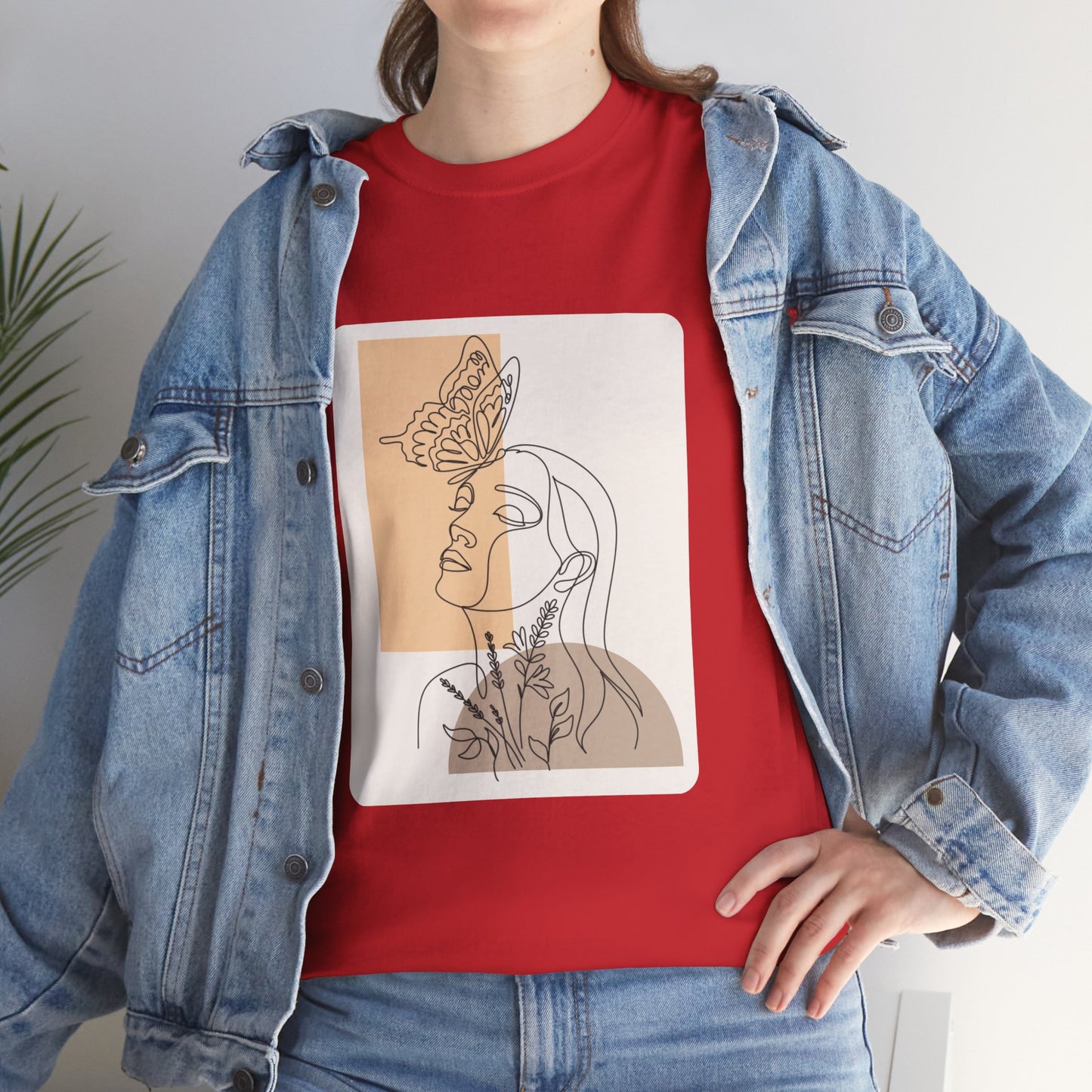 Artistic Unisex Tee: Modern Line Drawing with Butterfly, Perfect for Casual Outings, Gift for Art Lovers, Spring Fashion, Eco-Friendly Wear