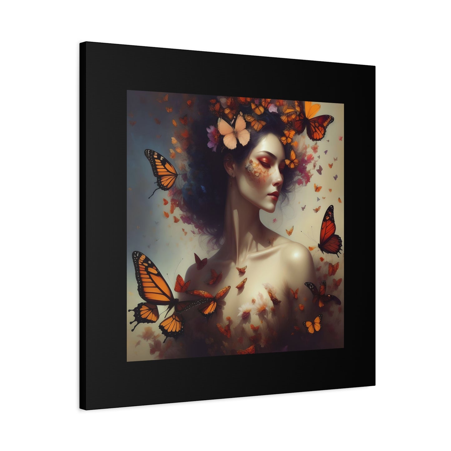 Canvas Wall Art - Butterfly Woman Print, Floral Home Decor, Unique Gift for Nature Lovers, Birthday Decoration, Whimsical Art