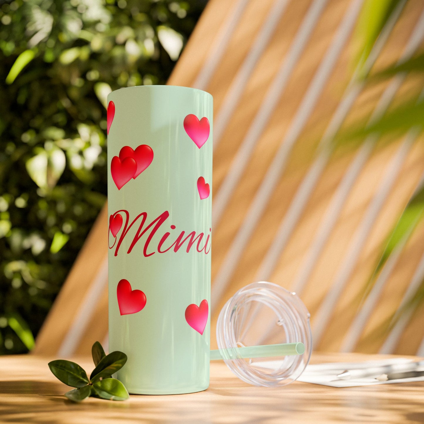 Gepasmaakte Glitter 20oz Dun Tumbler met Pienk Hartpatroon — [Jou Naam Hier]