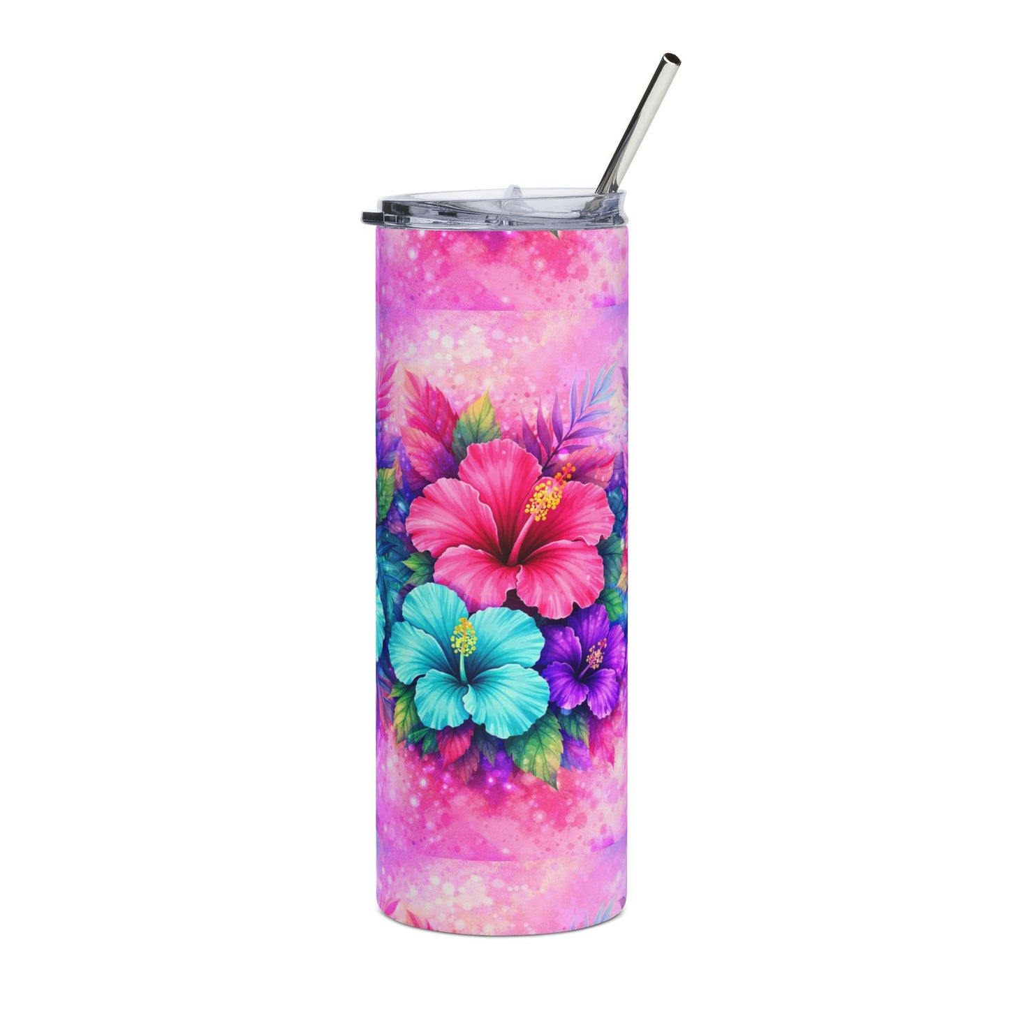 Tropical Hibiscus Floral Tumbler | 20oz Stainless Steel Travel Cup