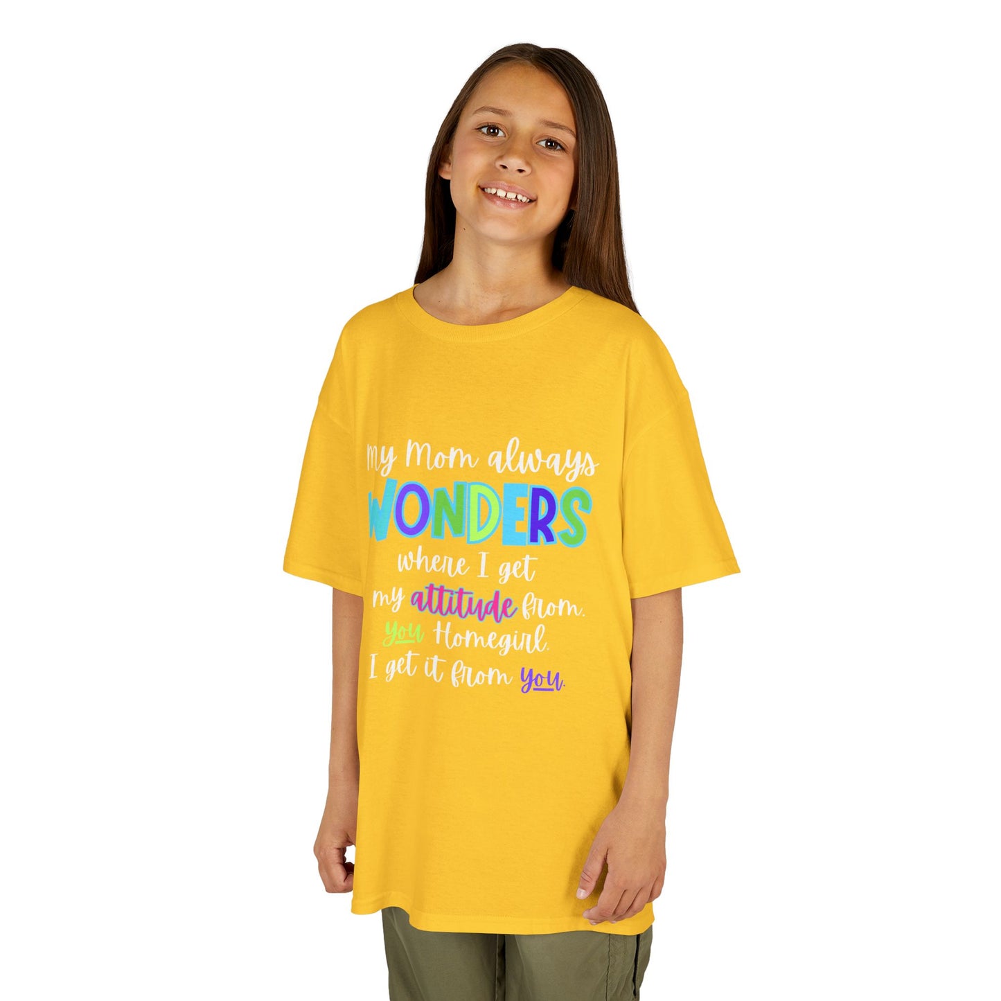 Colorful Kids Tee: 'My Mom Wonders Where I Get My Attitude From' | Fun Gift for Birthdays, Holidays, Everyday Wear, Unique Kids Apparel