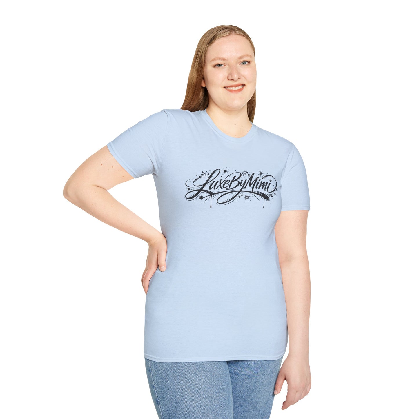 LuxeByMimi Script Tee — Elegant Calligraphy Logo T-Shirt
