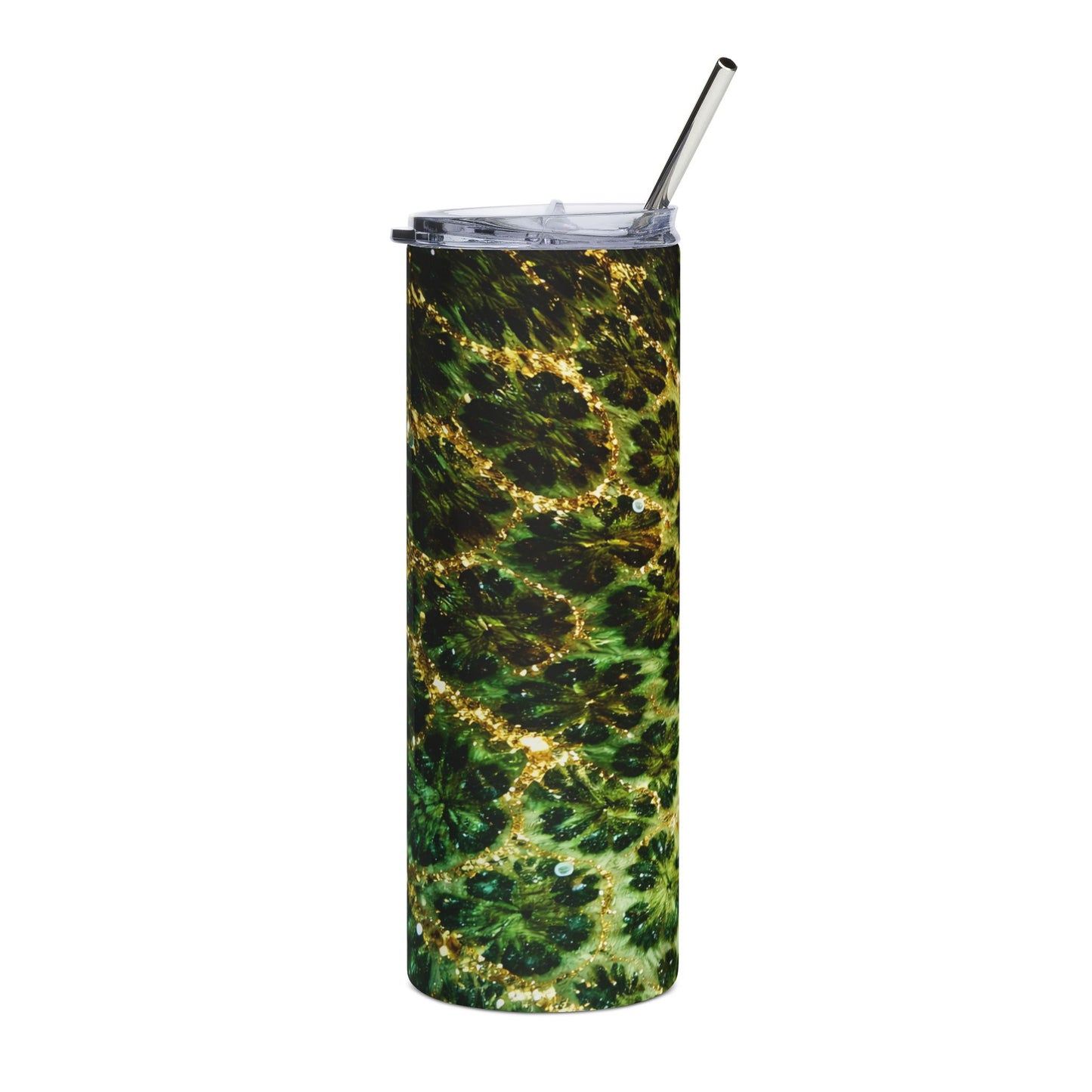 Green Leopard Moss Print Tumbler | Stainless Steel 20oz