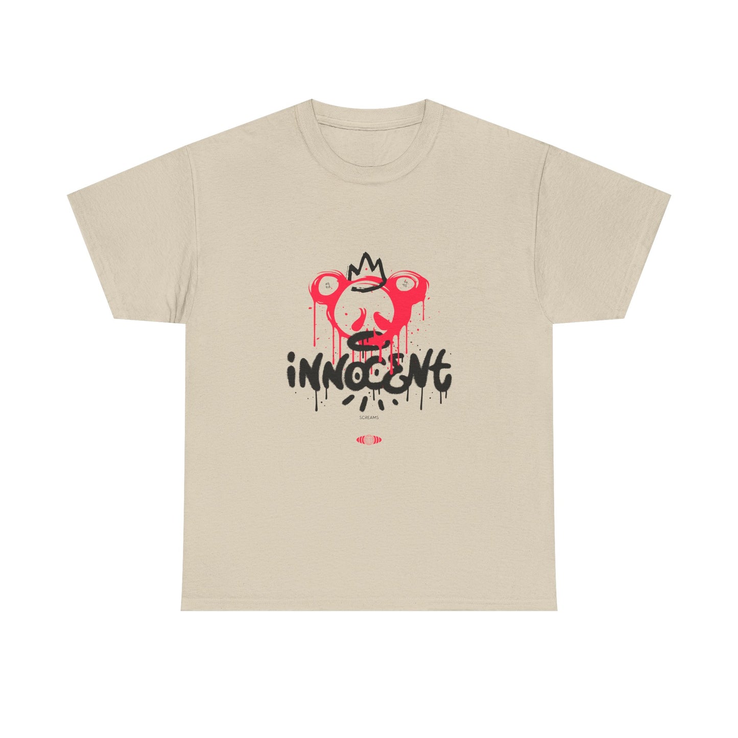 Edgy Graphic Tee: 'Innocent' Design, Urban Fashion, Streetwear, Unisex Cotton T-Shirt, Music Festivals, Casual Wear