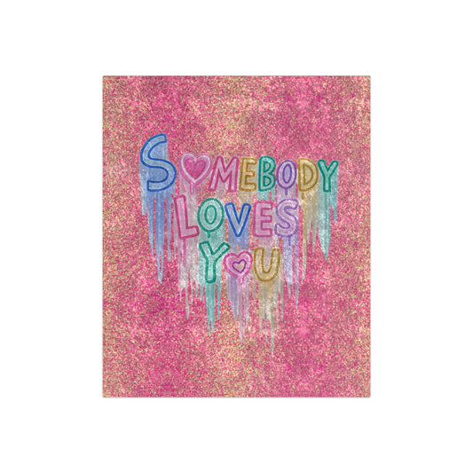 Pink Crushed Velvet Blanket — 'Somebody Loves You' Shiny Pink Cozy Throw
