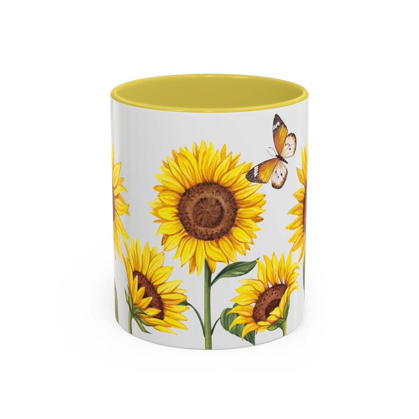 Sunflower Butterfly Mug - Cheerful Coffee Cup, Flower Mug, Gift for Garden Lovers, Spring Decor, Nature Inspired Kitchenware
