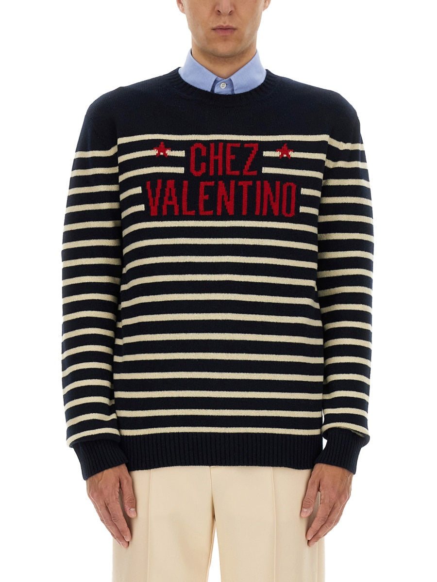 Valentino Men "Chez Valentine" Wool Sweater