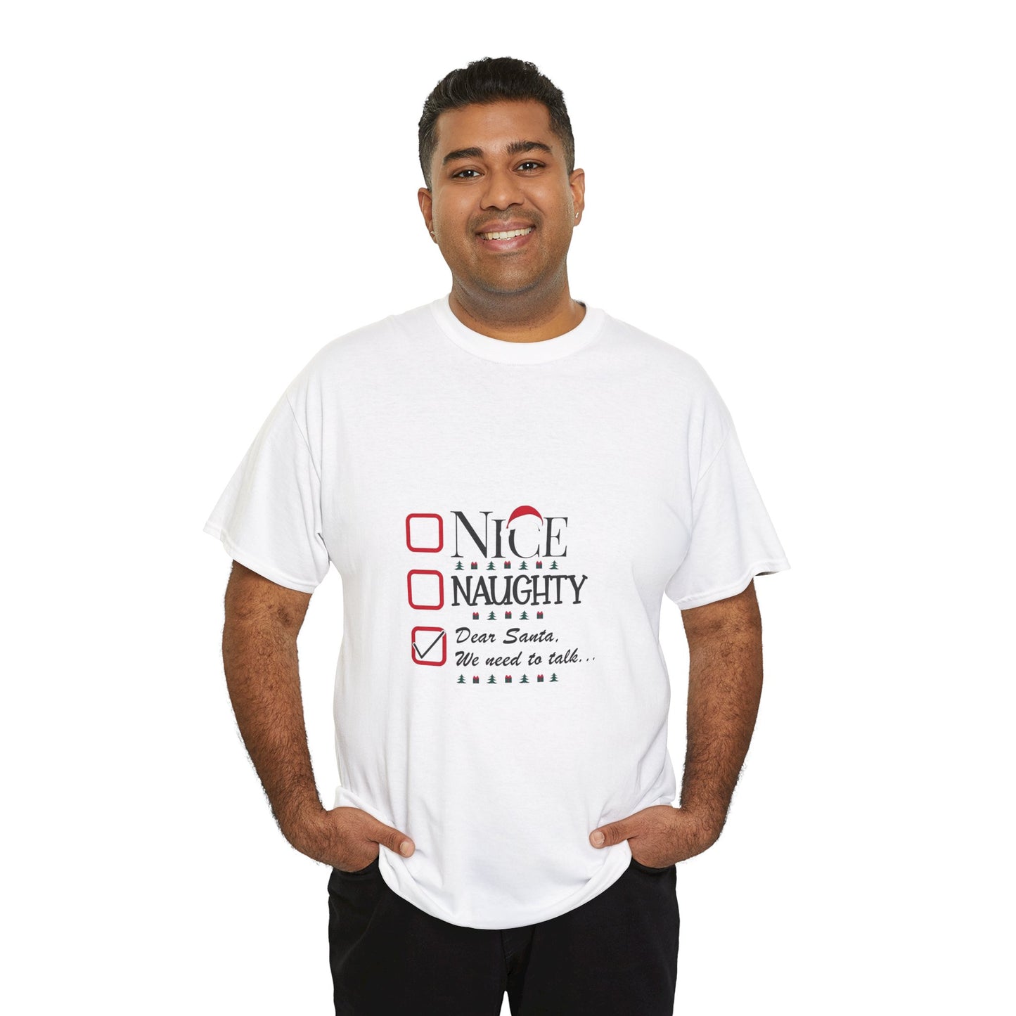 Funny Christmas Tee, Unisex Holiday Shirt, Naughty Nice Christmas Gift, Merry Christmas T-Shirt, Santa Gift