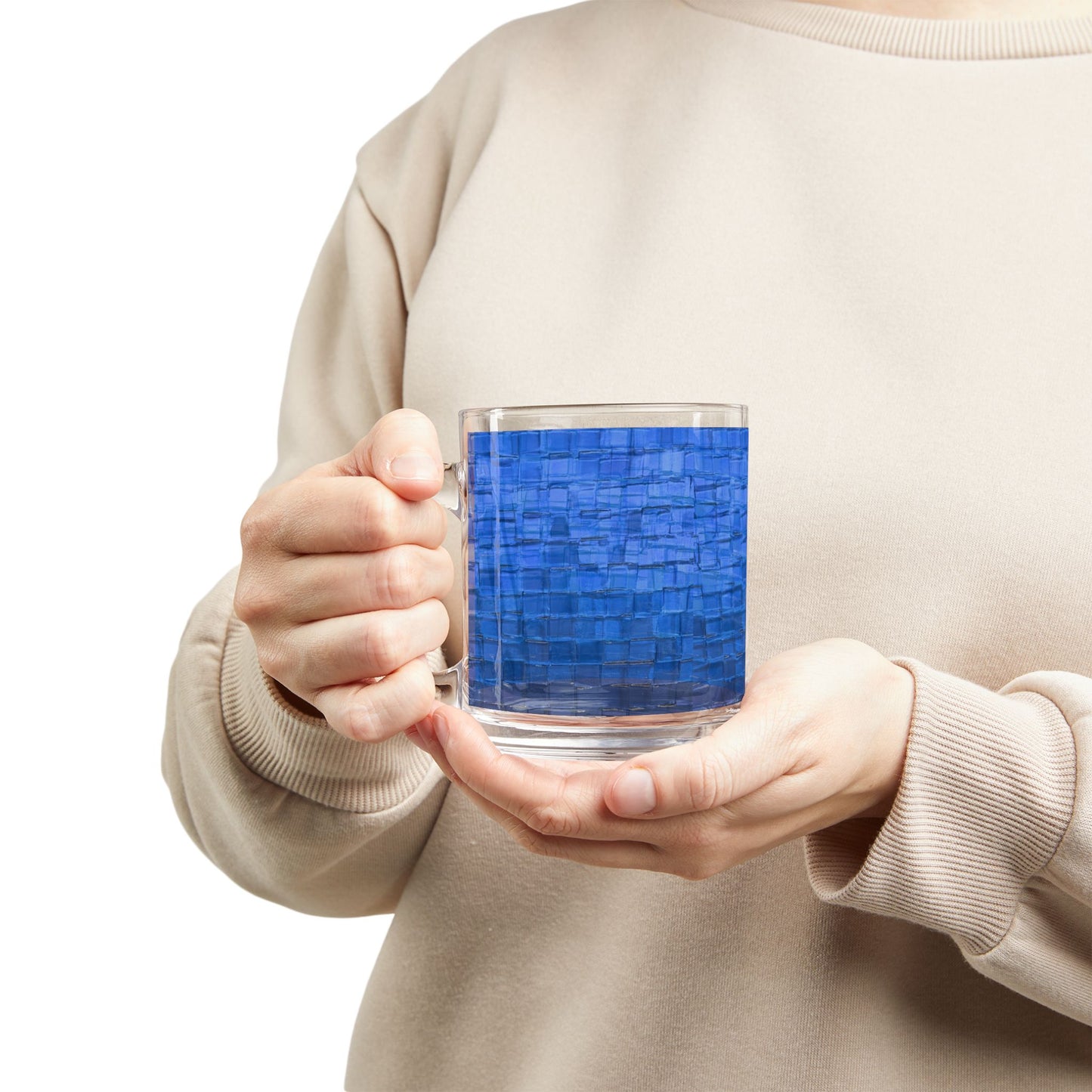 Blue Mosaic Glass Mug 10oz Glass Mug