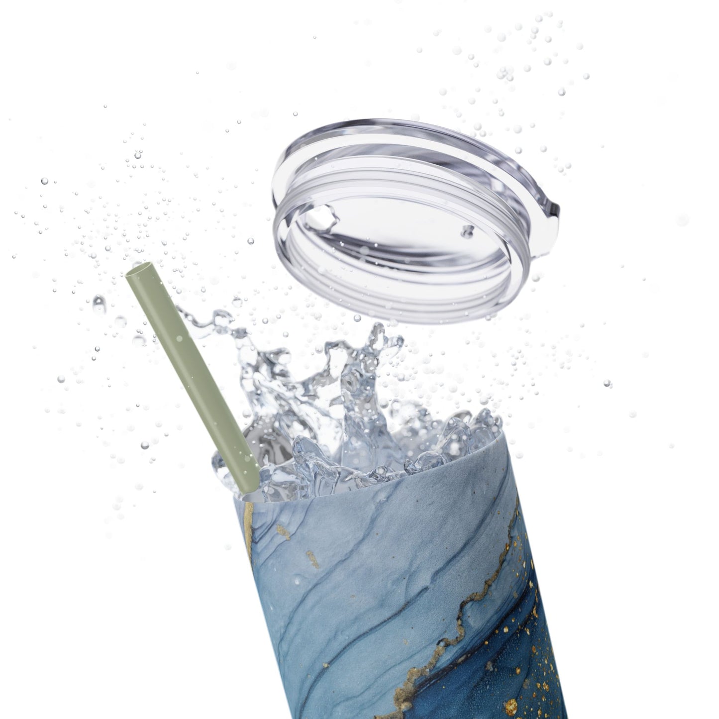 Elegant Blue Marble Skinny Tumbler, 20oz - Stylish Drinkware for Daily Use, Gifts, Celebrations, Eco-Friendly, Travel Mug