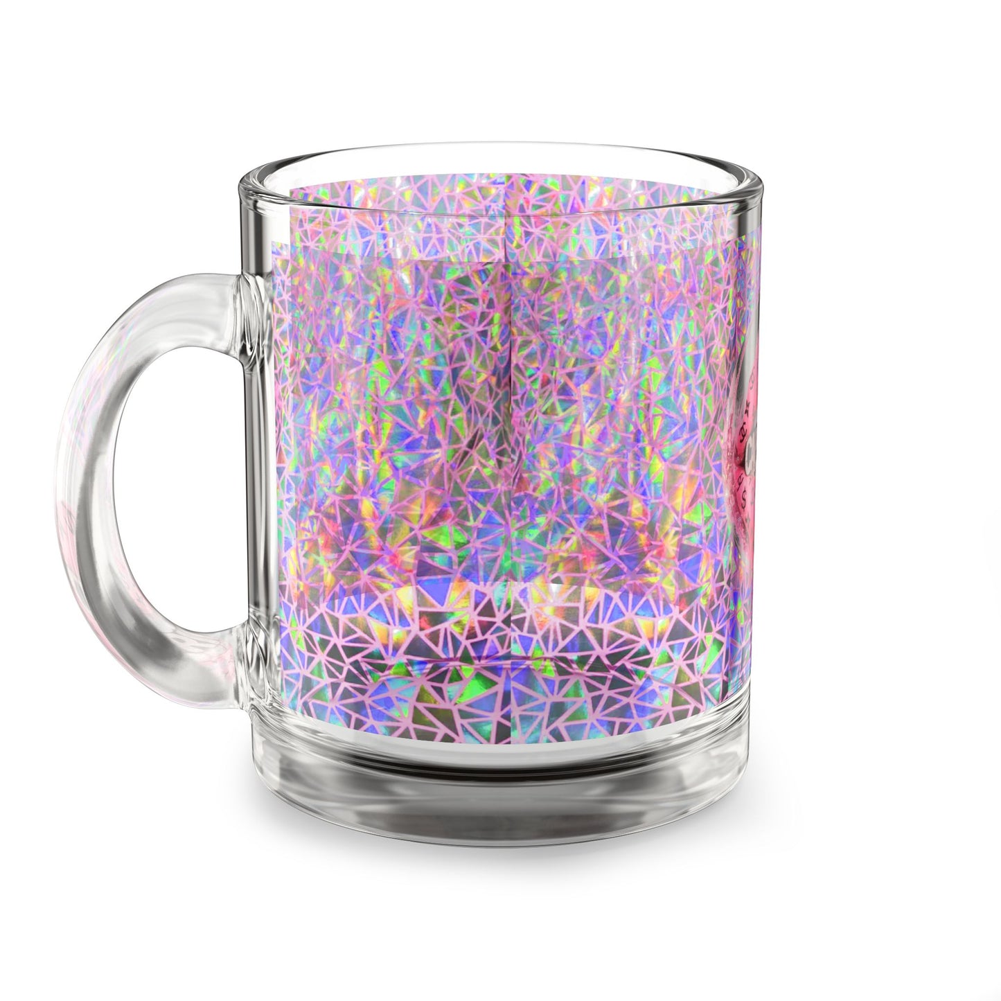 Holographic Capricorn Prism Pattern Glass Mug Iridescent Geometric 10oz