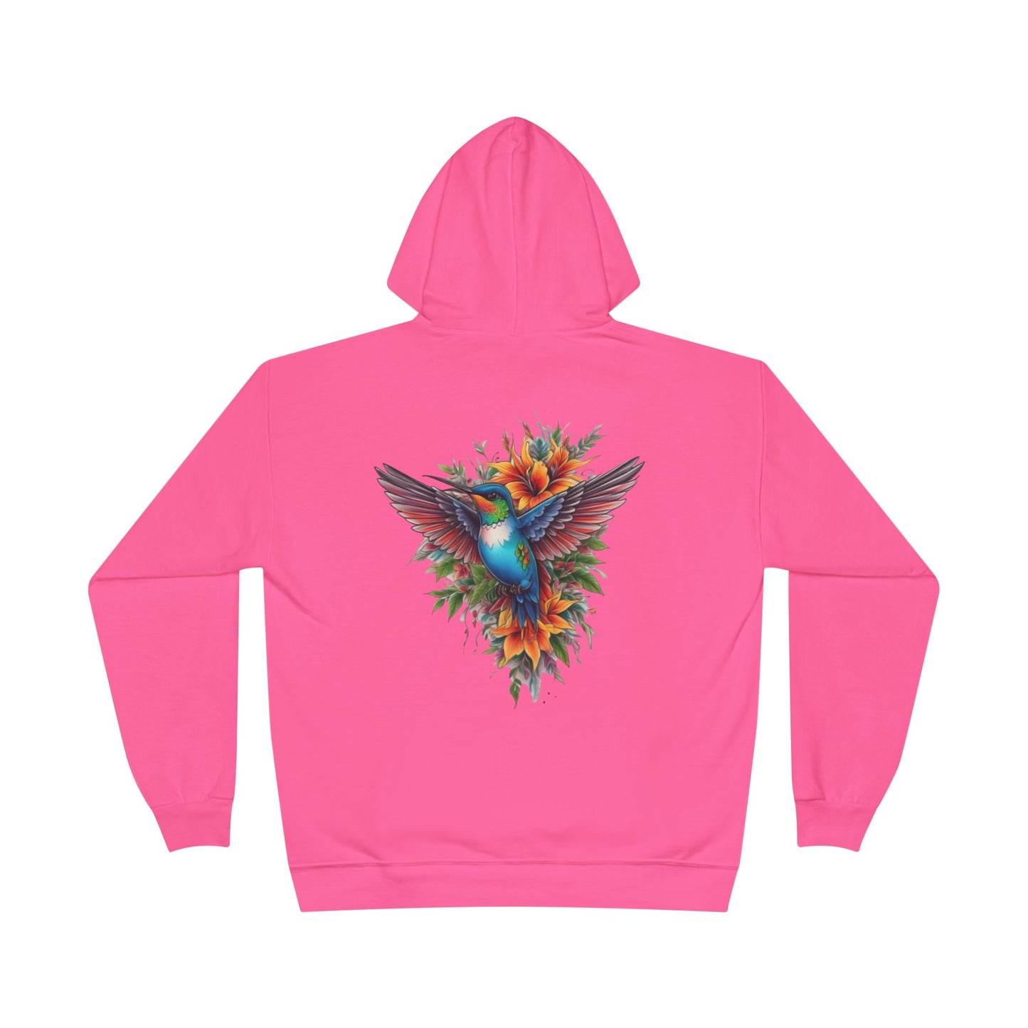 Vibrant Hummingbird Hoodie, Eco-Friendly Pullover, Perfect Gift for Nature Lovers, Spring Fashion, Unique Floral Design