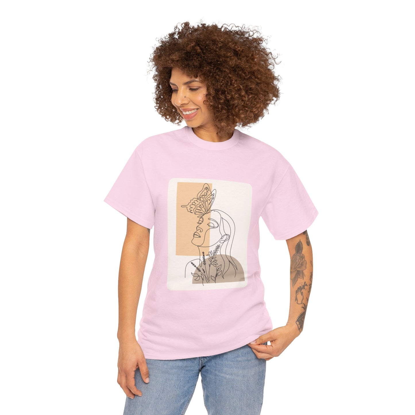Artistic Unisex Tee: Modern Line Drawing with Butterfly, Perfect for Casual Outings, Gift for Art Lovers, Spring Fashion, Eco-Friendly Wear