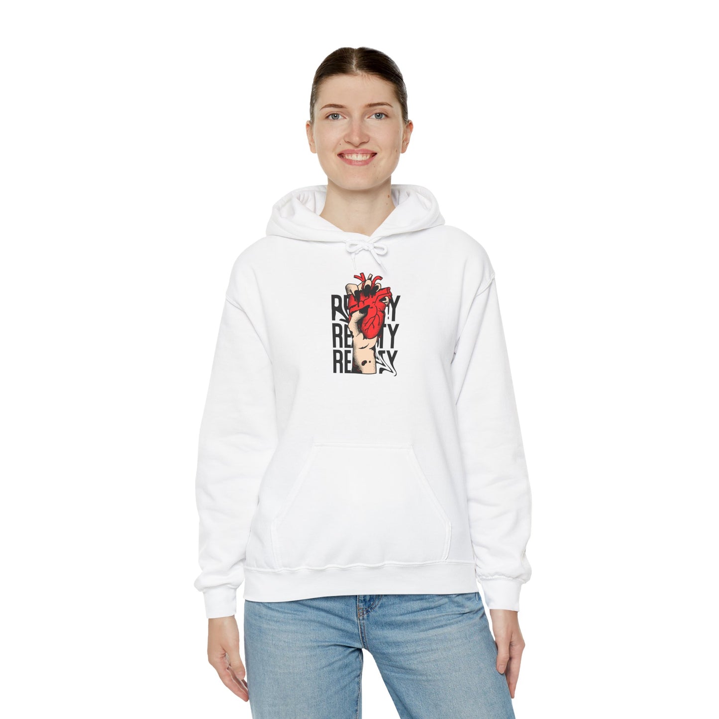 Reality-Themed Unisex Heavy Blend Hoodie for Daily Inspiration, Motivational Sweatshirt, Cozy Gift for Friends, Statement Apparel, [...]