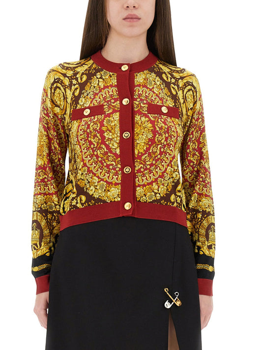 Versace Women Baroque Silk Knit Cardigan