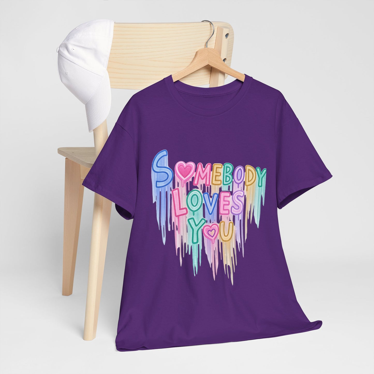 Somebody Loves You T‑Shirt — Colorful Drip Heart Message Tee