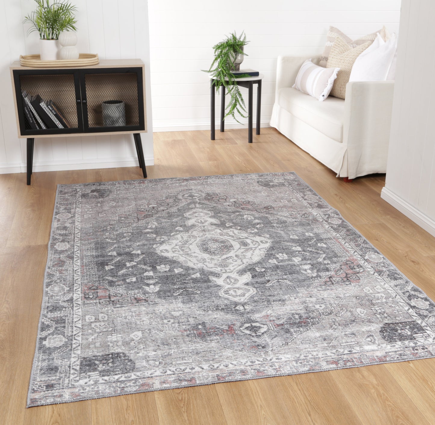 Jules Machine Washable in Grey Rug-1
