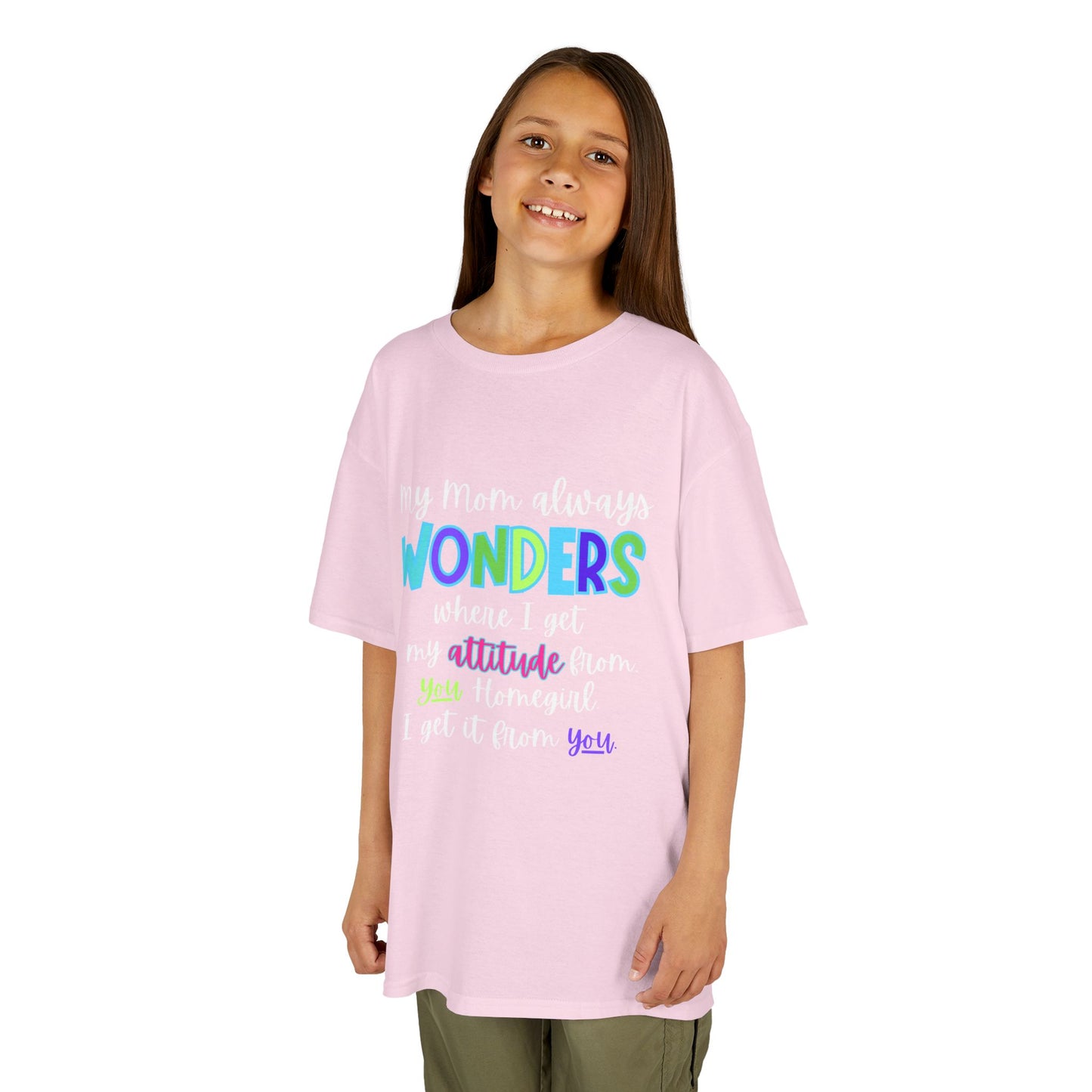 Colorful Kids Tee: 'My Mom Wonders Where I Get My Attitude From' | Fun Gift for Birthdays, Holidays, Everyday Wear, Unique Kids Apparel