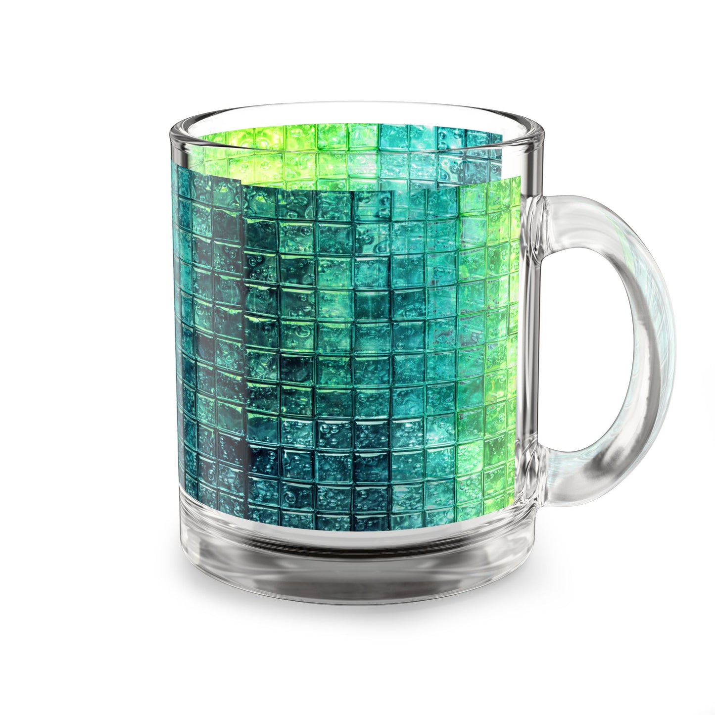 Teal Green Mosaic Tile Glass Mug 10oz