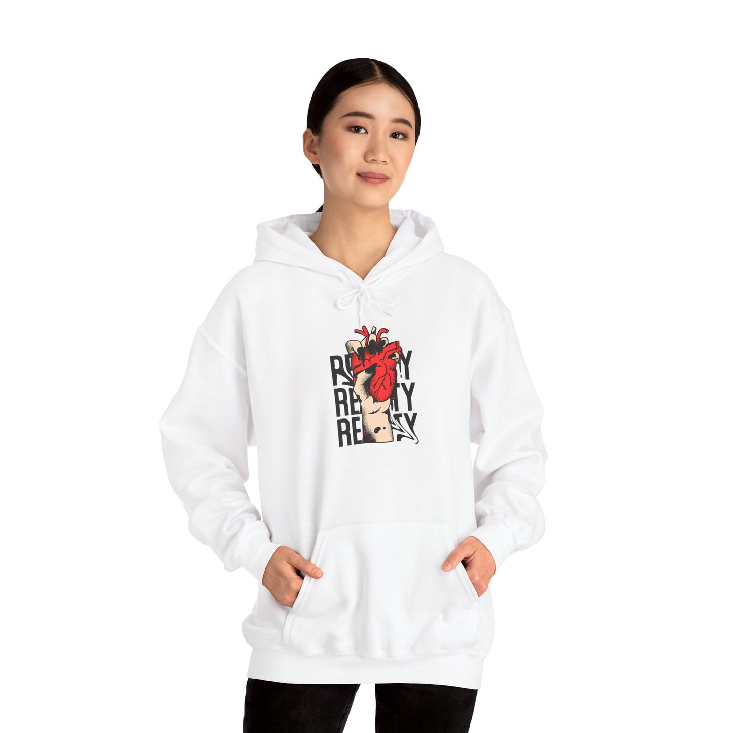Reality-Themed Unisex Heavy Blend Hoodie for Daily Inspiration, Motivational Sweatshirt, Cozy Gift for Friends, Statement Apparel, [...]