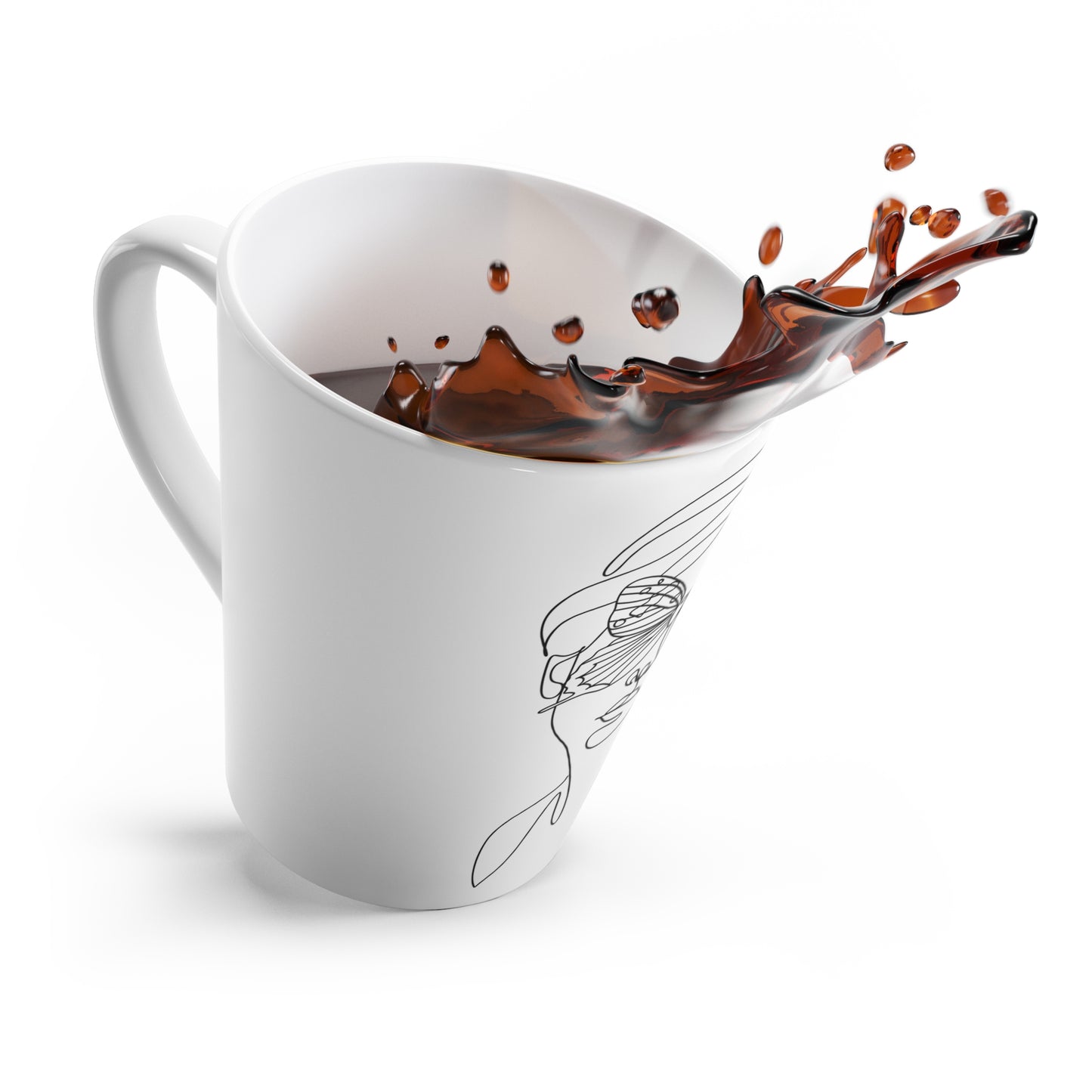 Butterfly Woman Latte Mug, Coffee Cup, Gift for Her, Contemporary Decor, Art Lover's Mug, Unique Kitchenware