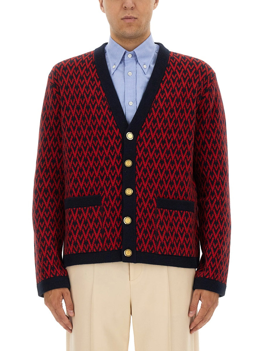 Valentino Men Cardigan With "Toute La V" Pattern