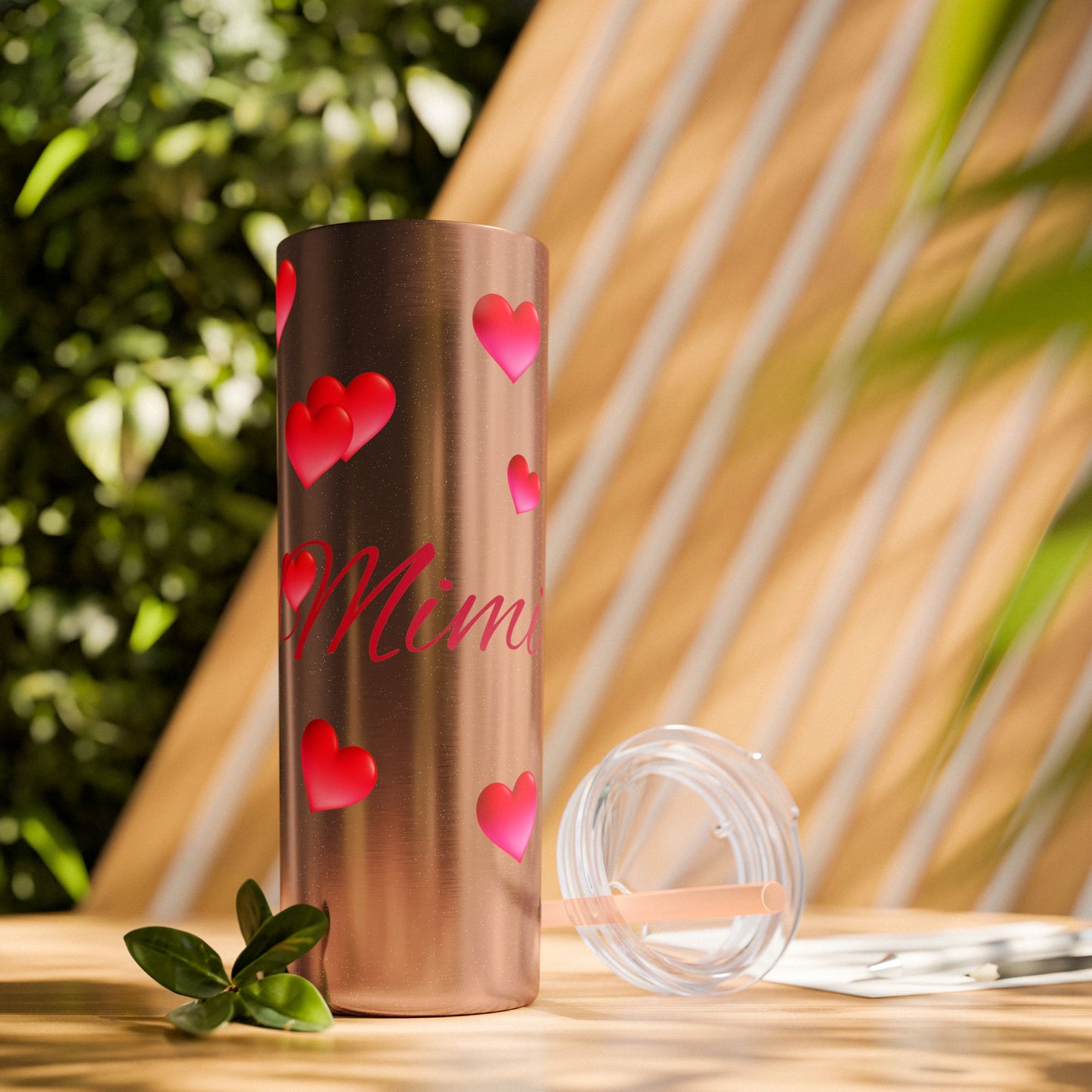 Gepasmaakte Glitter 20oz Dun Tumbler met Pienk Hartpatroon — [Jou Naam Hier]