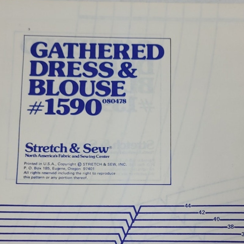 Vintage 1978 Stretch & Sew 1590 Gathered Dress And Blouse Uncut Sewing Pattern