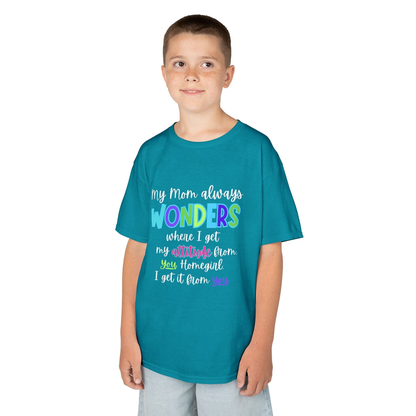Colorful Kids Tee: 'My Mom Wonders Where I Get My Attitude From' | Fun Gift for Birthdays, Holidays, Everyday Wear, Unique Kids Apparel