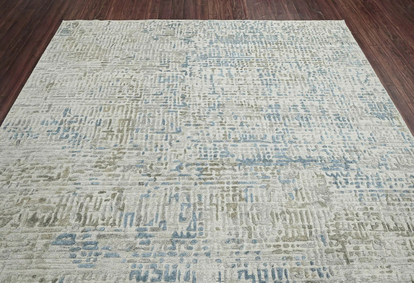 Multi Size Gray, Beige Hand Knotted Tibetan Wool/Bamboo Silk Modern & Contemporary Oriental Area Rug-3