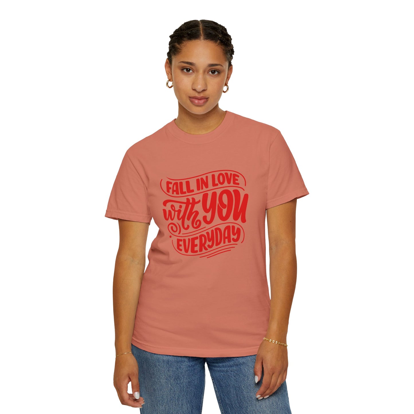 Fall in Love with YOU Quote T-shirt for Couples, Valentine's Day, Gifts for Him/Her, Casual Everyday Wear, Comfortable Unisex Tee