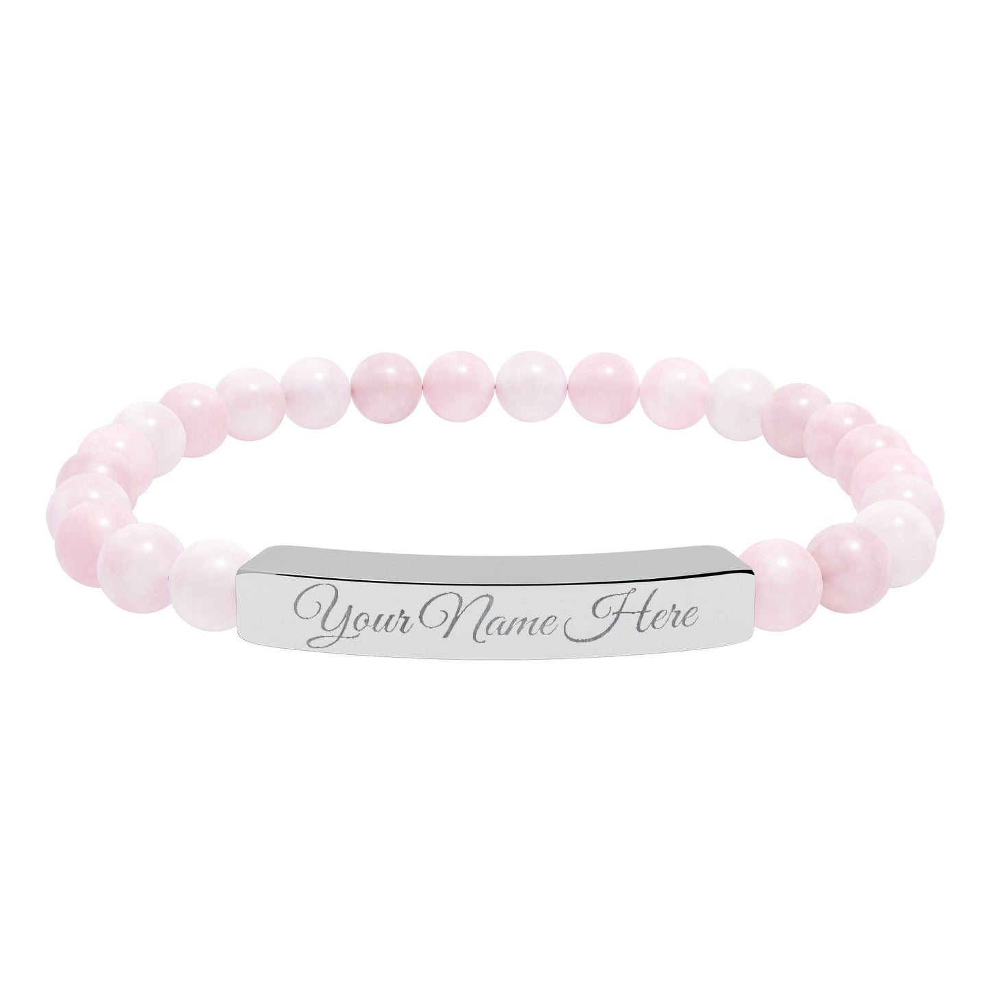 Engraved Natural Stone Bracelet, Personalized Gift for Her, Meaningful Jewelry, Stretch Beaded Bracelet, Inspirational Gift
