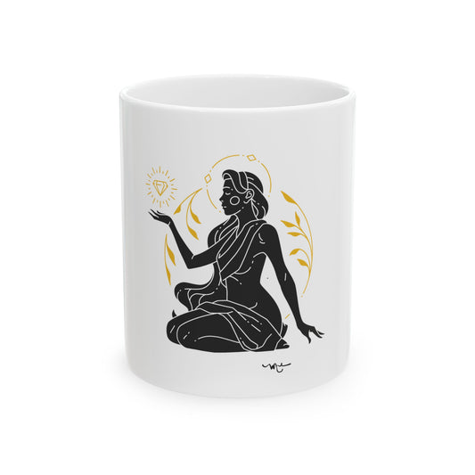 Meditative Goddess Ceramic Mug | Yoga Lover Gift, Inspirational Drinkware, Spiritual Home Decor, Mindfulness Mug, Zen Gift
