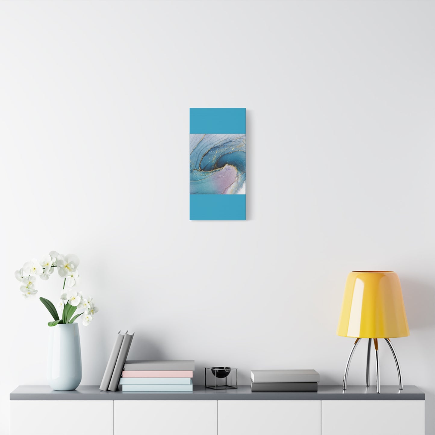 Canvas Wall Art, Abstract Ocean Wave, Modern Decor, Home Office, Gift for Her, Blue Gold Artwork, Living Room Wall Decor