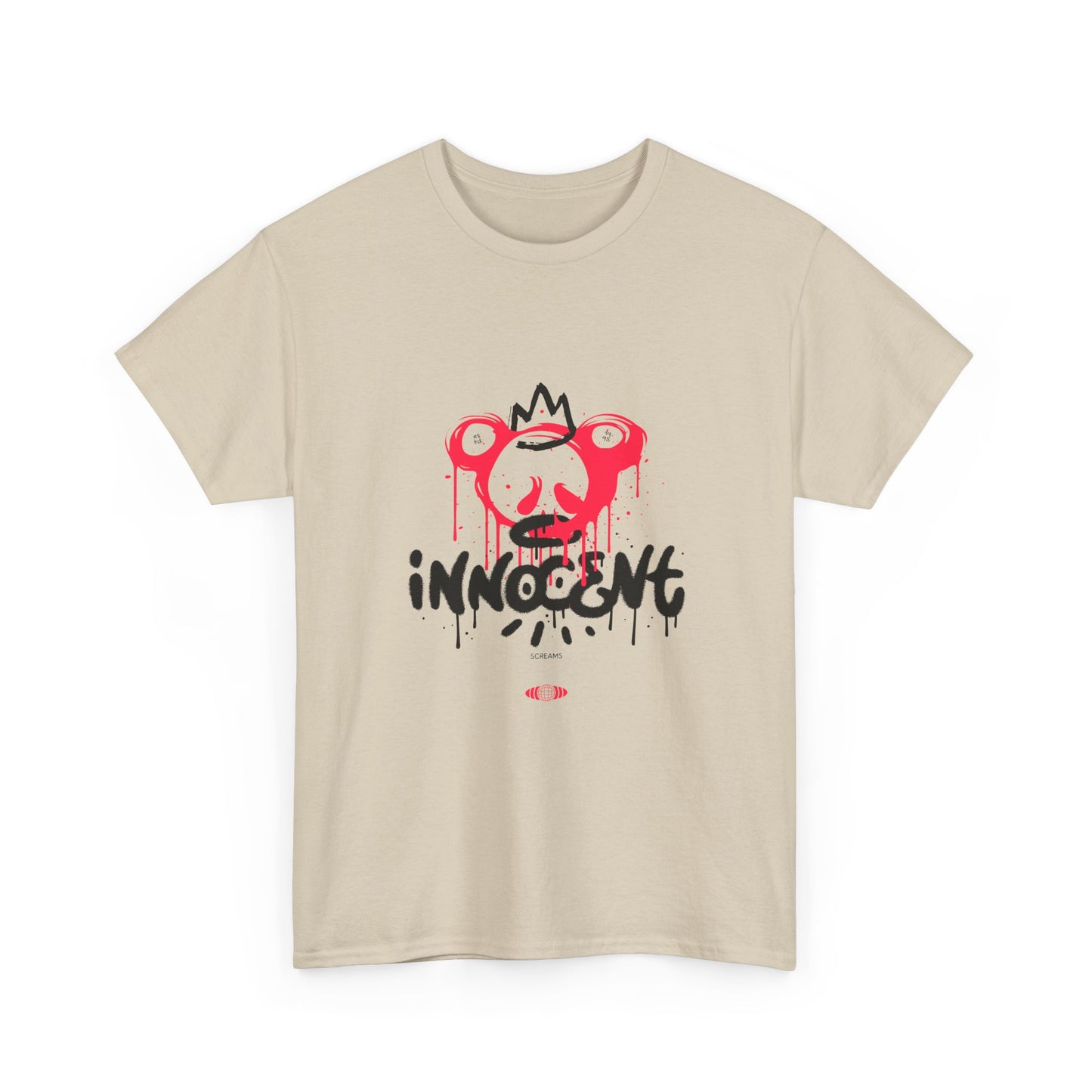 Edgy Graphic Tee: 'Innocent' Design, Urban Fashion, Streetwear, Unisex Cotton T-Shirt, Music Festivals, Casual Wear