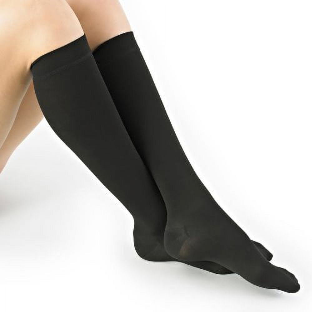 Loving Comfort Microfiber Knee High 10- 20 Closed Toe Women Black X- Large 1 Pr